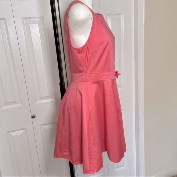 Maison Jules Vintage Inspired Fit & Flare Sleeveless Bow Berry Pink Dress Sz 10 - Picture 5 of 8